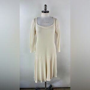 💚 3455. Ribbed Asymmetrical Fit & Flare Midi Dress